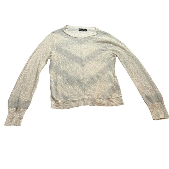 Allen B. By Allen Schwartz Sweaters - Sheer Chevron Knit Sweater Cream Silver Allen B. by Allen Schwartz Disco XL